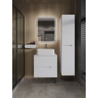 Тумба с раковиной Orange Line Li-60TuwMDF+B02-460W, 60 см, подвесная, цвет белый матовый Soft Touch