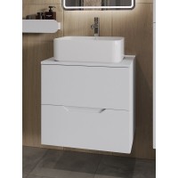 Тумба с раковиной Orange Line Li-60TuwMDF+B02-460W, 60 см, подвесная, цвет белый матовый Soft Touch