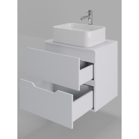 Тумба с раковиной Orange Line Li-60TuwMDF+B02-460W, 60 см, подвесная, цвет белый матовый Soft Touch