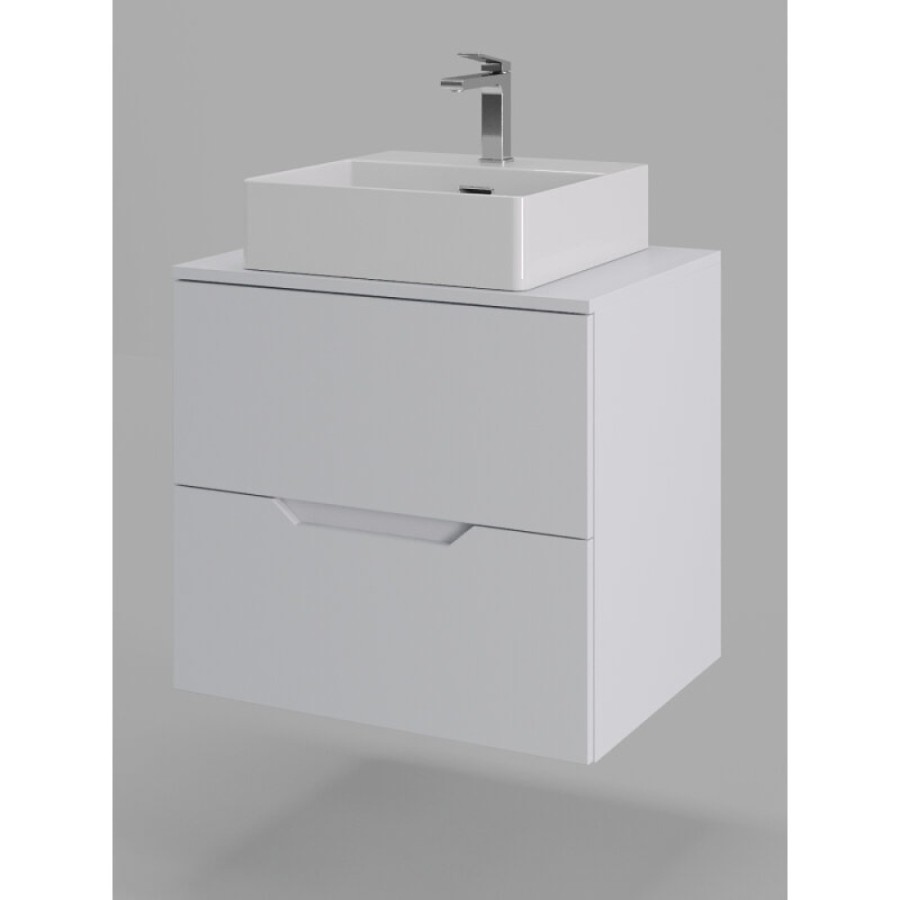Тумба с раковиной Orange Line Li-60TuwMDF+B04-405W, 60 см, подвесная, цвет белый матовый Soft Touch
