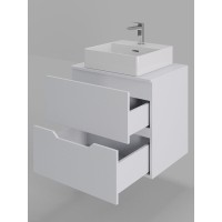 Тумба с раковиной Orange Line Li-60TuwMDF+B04-405W, 60 см, подвесная, цвет белый матовый Soft Touch