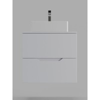 Тумба с раковиной Orange Line Li-60TuwMDF+B04-405W, 60 см, подвесная, цвет белый матовый Soft Touch