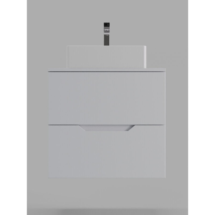 Тумба с раковиной Orange Line Li-60TuwMDF+B04-405W, 60 см, подвесная, цвет белый матовый Soft Touch