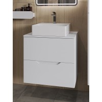 Тумба с раковиной Orange Line Li-60TuwMDF+B04-405W, 60 см, подвесная, цвет белый матовый Soft Touch