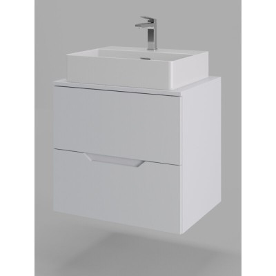 Тумба с раковиной Orange Line Li-60TuwMDF+B04-500W, 60 см, подвесная, цвет белый матовый Soft Touch