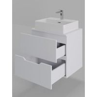 Тумба с раковиной Orange Line Li-60TuwMDF+B04-500W, 60 см, подвесная, цвет белый матовый Soft Touch
