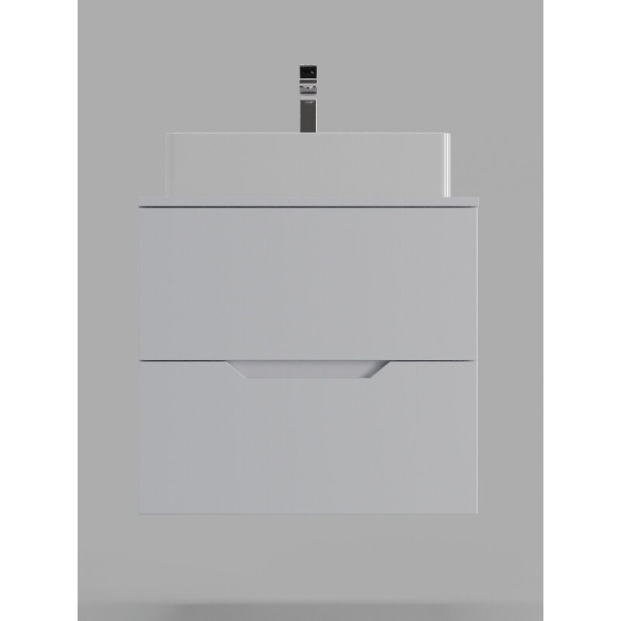 Тумба с раковиной Orange Line Li-60TuwMDF+B04-500W, 60 см, подвесная, цвет белый матовый Soft Touch