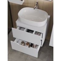 Тумба с раковиной Orange Line Li-60TuwMDF+B04-600W, 60 см, подвесная, цвет белый матовый Soft Touch