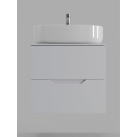 Тумба с раковиной Orange Line Li-60TuwMDF+B04-600W, 60 см, подвесная, цвет белый матовый Soft Touch