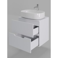 Тумба с раковиной Orange Line Li-60TuwMDF+B04-600W, 60 см, подвесная, цвет белый матовый Soft Touch