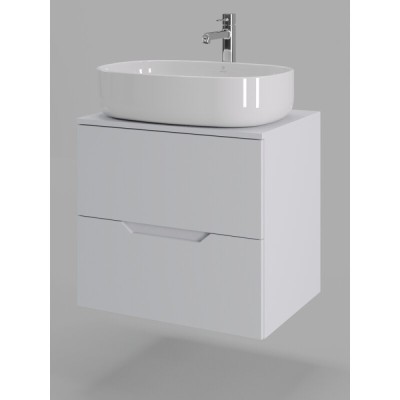 Тумба с раковиной Orange Line Li-60TuwMDF+B04-600W, 60 см, подвесная, цвет белый матовый Soft Touch