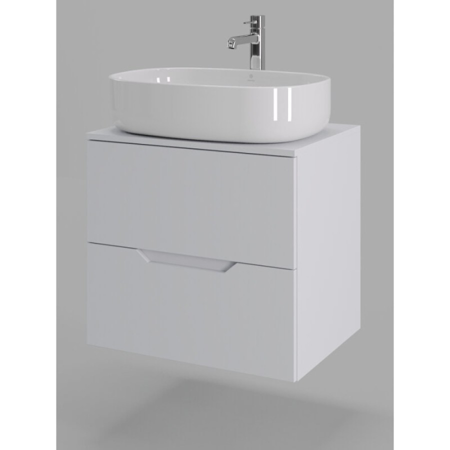 Тумба с раковиной Orange Line Li-60TuwMDF+B04-600W, 60 см, подвесная, цвет белый матовый Soft Touch