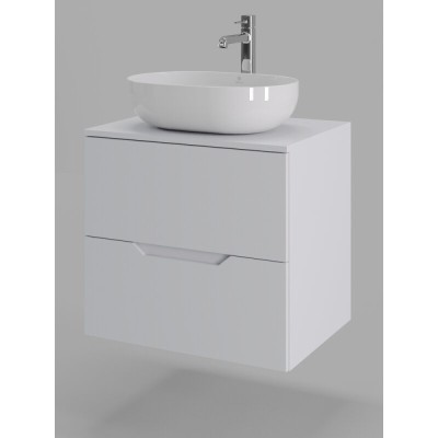 Тумба с раковиной Orange Line Li-60TuwMDF+B05-480W, 60 см, подвесная, цвет белый матовый Soft Touch