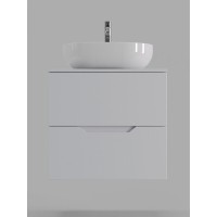 Тумба с раковиной Orange Line Li-60TuwMDF+B05-480W, 60 см, подвесная, цвет белый матовый Soft Touch