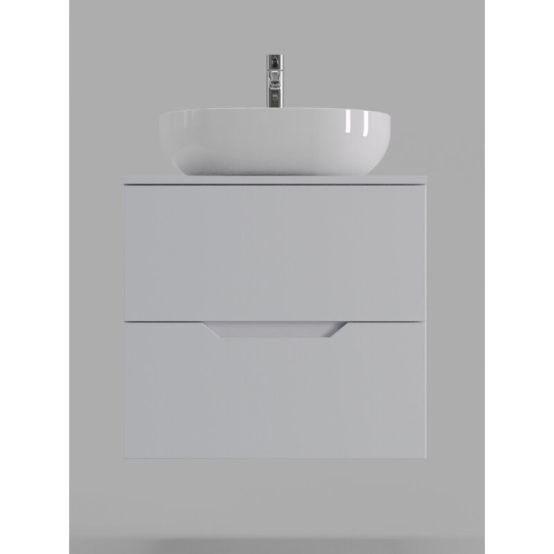 Тумба с раковиной Orange Line Li-60TuwMDF+B05-480W, 60 см, подвесная, цвет белый матовый Soft Touch