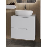 Тумба с раковиной Orange Line Li-60TuwMDF+B05-480W, 60 см, подвесная, цвет белый матовый Soft Touch