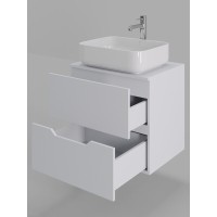 Тумба с раковиной Orange Line Li-60TuwMDF+B05-500W, 60 см, подвесная, цвет белый матовый Soft Touch