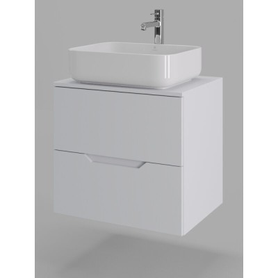 Тумба с раковиной Orange Line Li-60TuwMDF+B05-500W, 60 см, подвесная, цвет белый матовый Soft Touch