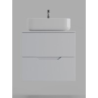 Тумба с раковиной Orange Line Li-60TuwMDF+B05-500W, 60 см, подвесная, цвет белый матовый Soft Touch