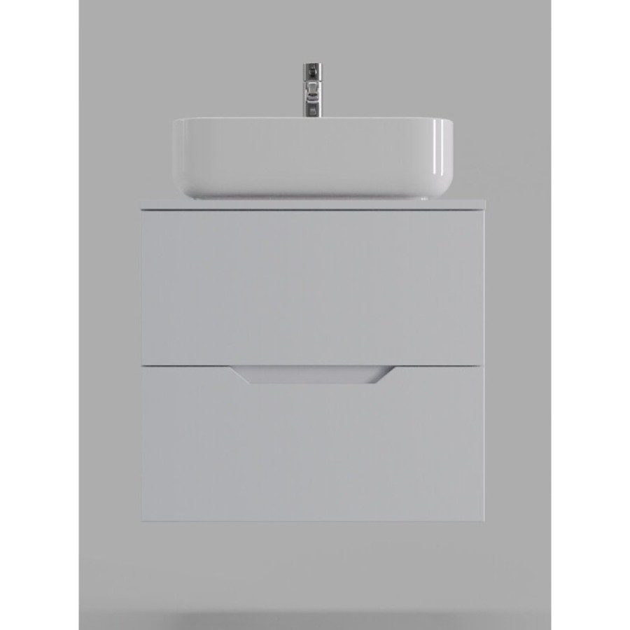 Тумба с раковиной Orange Line Li-60TuwMDF+B05-500W, 60 см, подвесная, цвет белый матовый Soft Touch