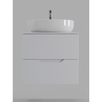 Тумба с раковиной Orange Line Li-60TuwMDF+B05-520W, 60 см, подвесная, цвет белый матовый Soft Touch