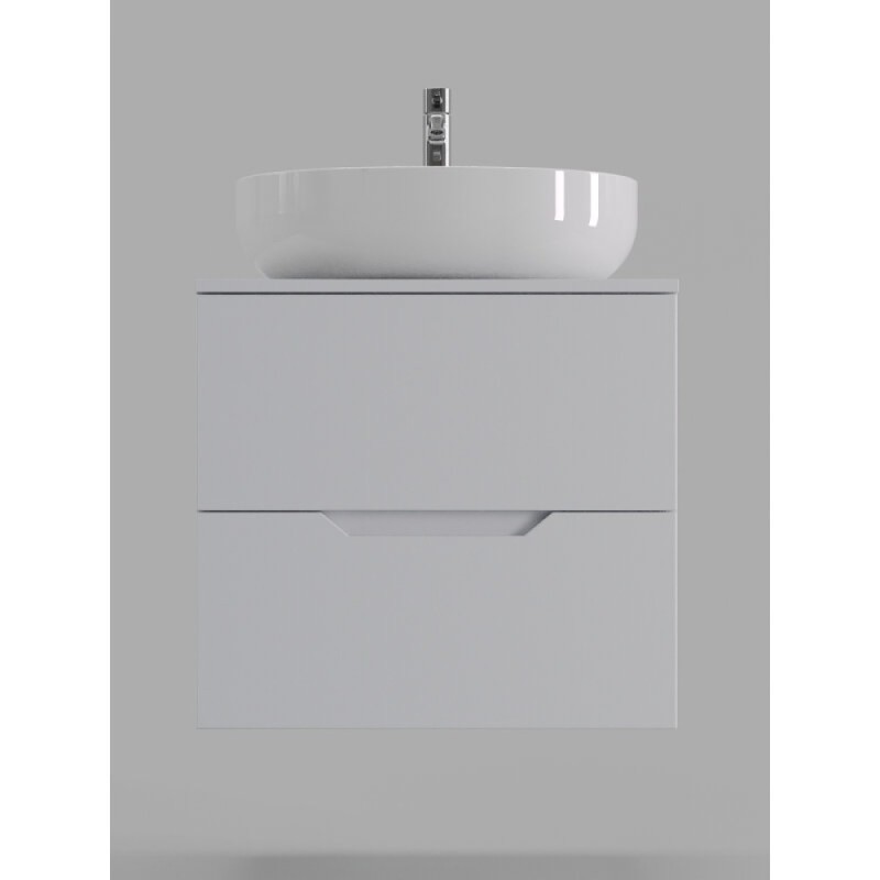 Тумба с раковиной Orange Line Li-60TuwMDF+B05-520W, 60 см, подвесная, цвет белый матовый Soft Touch