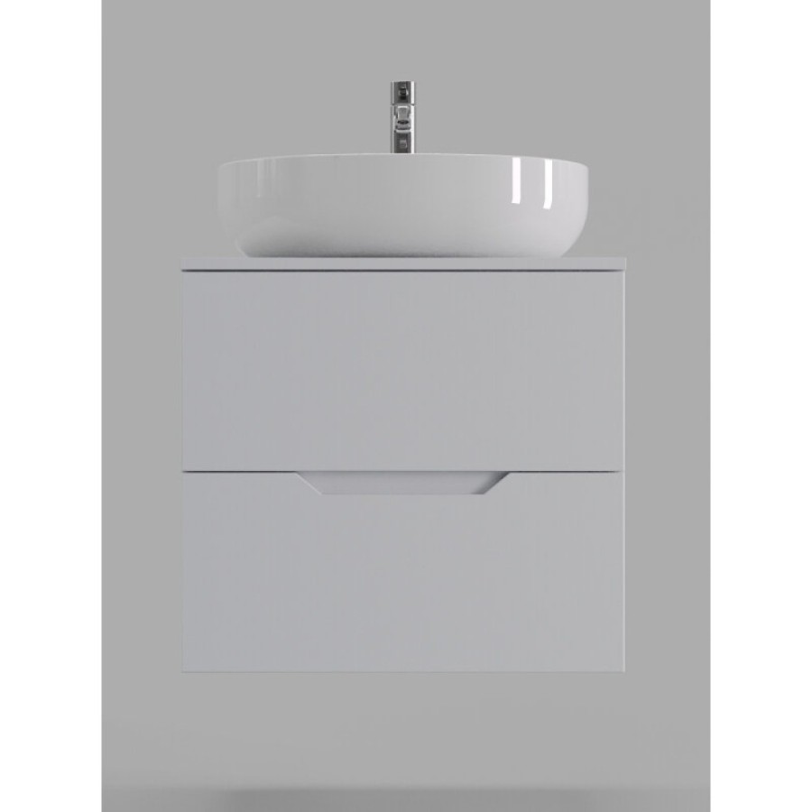 Тумба с раковиной Orange Line Li-60TuwMDF+B05-520W, 60 см, подвесная, цвет белый матовый Soft Touch
