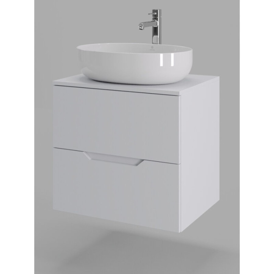 Тумба с раковиной Orange Line Li-60TuwMDF+B05-520W, 60 см, подвесная, цвет белый матовый Soft Touch