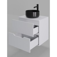 Тумба с раковиной Orange Line Li-60TuwMDF+B07-345B, 60 см, подвесная, цвет белый матовый Soft Touch