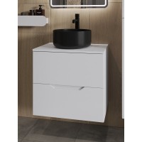 Тумба с раковиной Orange Line Li-60TuwMDF+B07-345B, 60 см, подвесная, цвет белый матовый Soft Touch