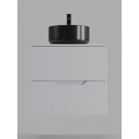 Тумба с раковиной Orange Line Li-60TuwMDF+B07-345B, 60 см, подвесная, цвет белый матовый Soft Touch