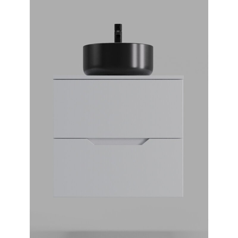 Тумба с раковиной Orange Line Li-60TuwMDF+B07-345B, 60 см, подвесная, цвет белый матовый Soft Touch