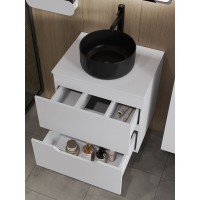 Тумба с раковиной Orange Line Li-60TuwMDF+B07-345B, 60 см, подвесная, цвет белый матовый Soft Touch