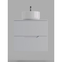 Тумба с раковиной Orange Line Li-60TuwMDF+B07-345W, 60 см, подвесная, цвет белый матовый Soft Touch