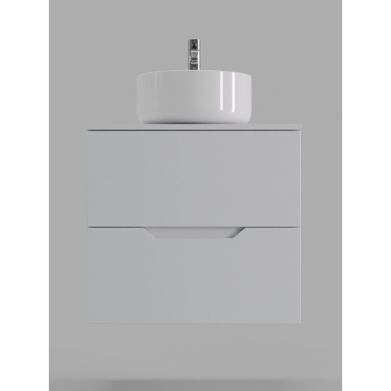 Тумба с раковиной Orange Line Li-60TuwMDF+B07-345W, 60 см, подвесная, цвет белый матовый Soft Touch