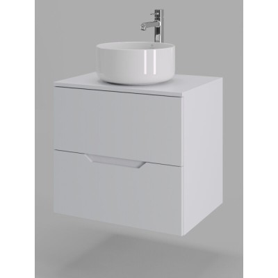Тумба с раковиной Orange Line Li-60TuwMDF+B07-345W, 60 см, подвесная, цвет белый матовый Soft Touch