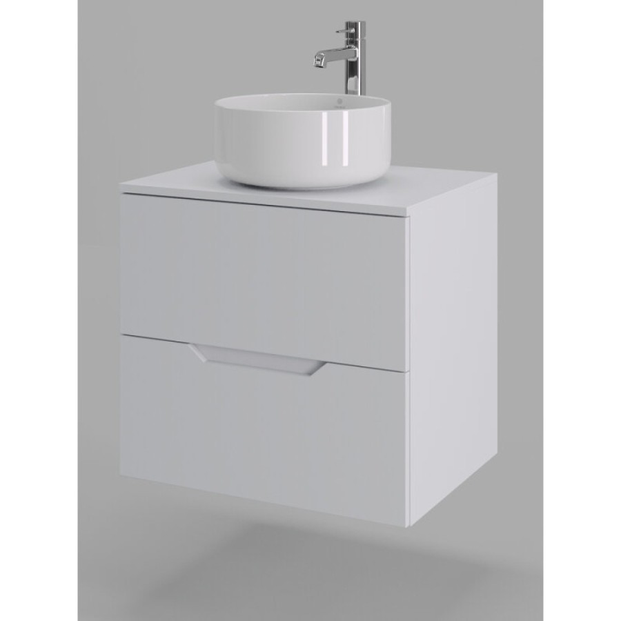 Тумба с раковиной Orange Line Li-60TuwMDF+B07-345W, 60 см, подвесная, цвет белый матовый Soft Touch
