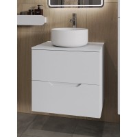 Тумба с раковиной Orange Line Li-60TuwMDF+B07-345W, 60 см, подвесная, цвет белый матовый Soft Touch