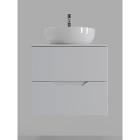 Тумба с раковиной Orange Line Li-60TuwMDF+B07-420W, 60 см, подвесная, цвет белый матовый Soft Touch