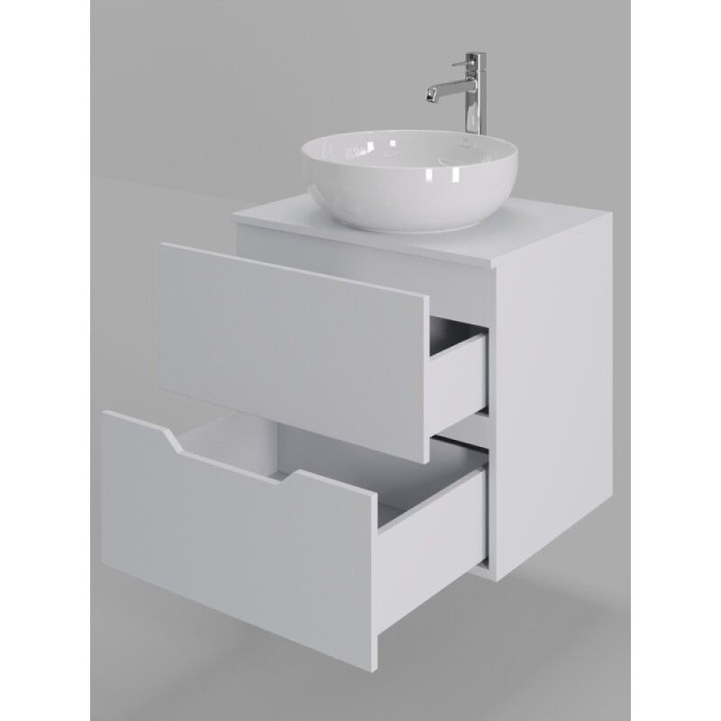 Тумба с раковиной Orange Line Li-60TuwMDF+B07-420W, 60 см, подвесная, цвет белый матовый Soft Touch