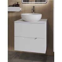 Тумба с раковиной Orange Line Li-60TuwMDF+B07-420W, 60 см, подвесная, цвет белый матовый Soft Touch
