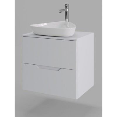 Тумба с раковиной Orange Line Li-60TuwMDF+B07-500W, 60 см, подвесная, цвет белый матовый Soft Touch