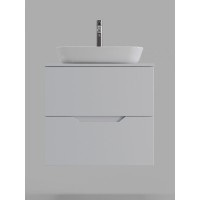 Тумба с раковиной Orange Line Li-60TuwMDF+B07-500W, 60 см, подвесная, цвет белый матовый Soft Touch