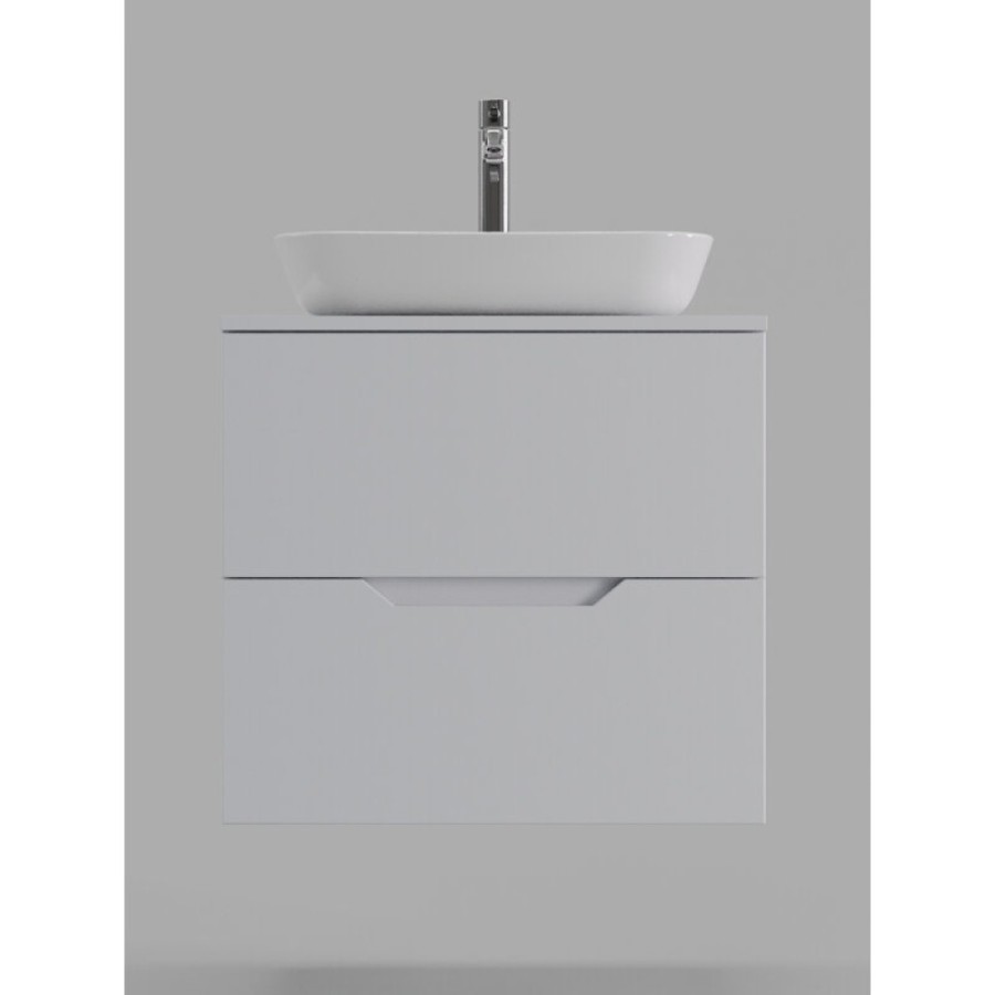 Тумба с раковиной Orange Line Li-60TuwMDF+B07-500W, 60 см, подвесная, цвет белый матовый Soft Touch