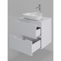 Тумба с раковиной Orange Line Li-60TuwMDF+B07-500W, 60 см, подвесная, цвет белый матовый Soft Touch