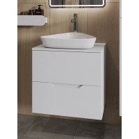 Тумба с раковиной Orange Line Li-60TuwMDF+B07-500W, 60 см, подвесная, цвет белый матовый Soft Touch