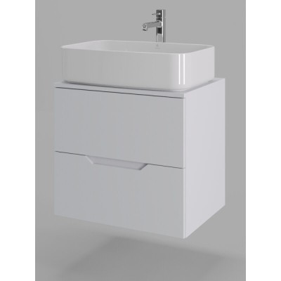 Тумба с раковиной Orange Line Li-60TuwMDF+B07-600W, 60 см, подвесная, цвет белый матовый Soft Touch