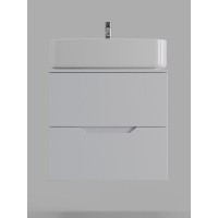 Тумба с раковиной Orange Line Li-60TuwMDF+B07-600W, 60 см, подвесная, цвет белый матовый Soft Touch