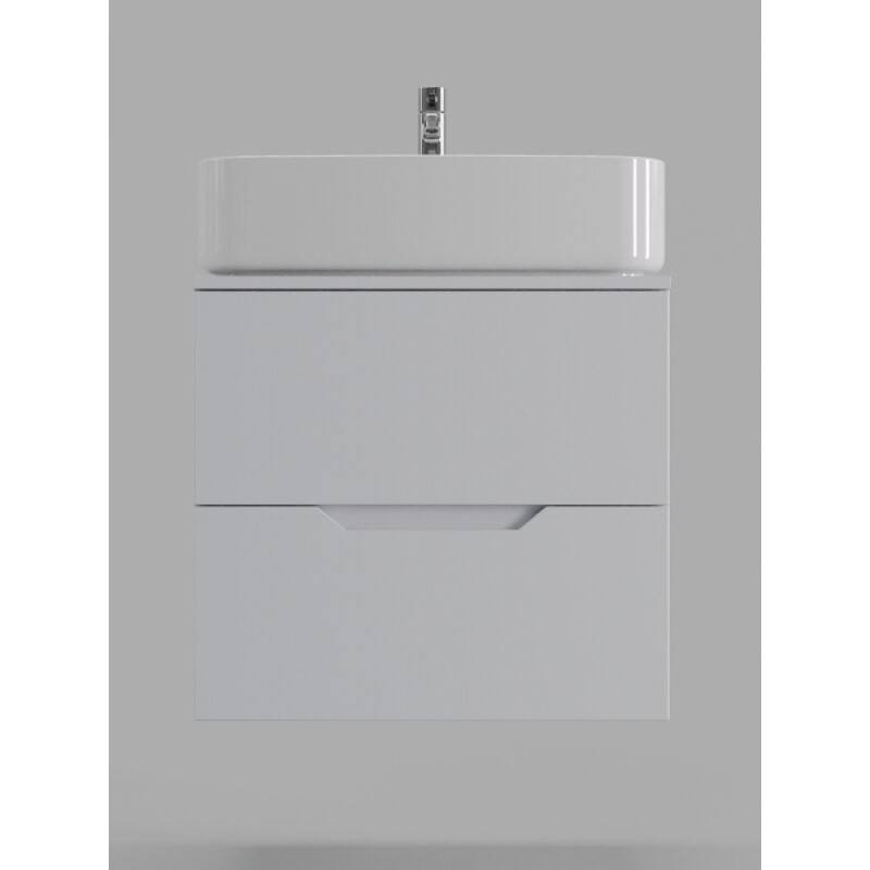 Тумба с раковиной Orange Line Li-60TuwMDF+B07-600W, 60 см, подвесная, цвет белый матовый Soft Touch