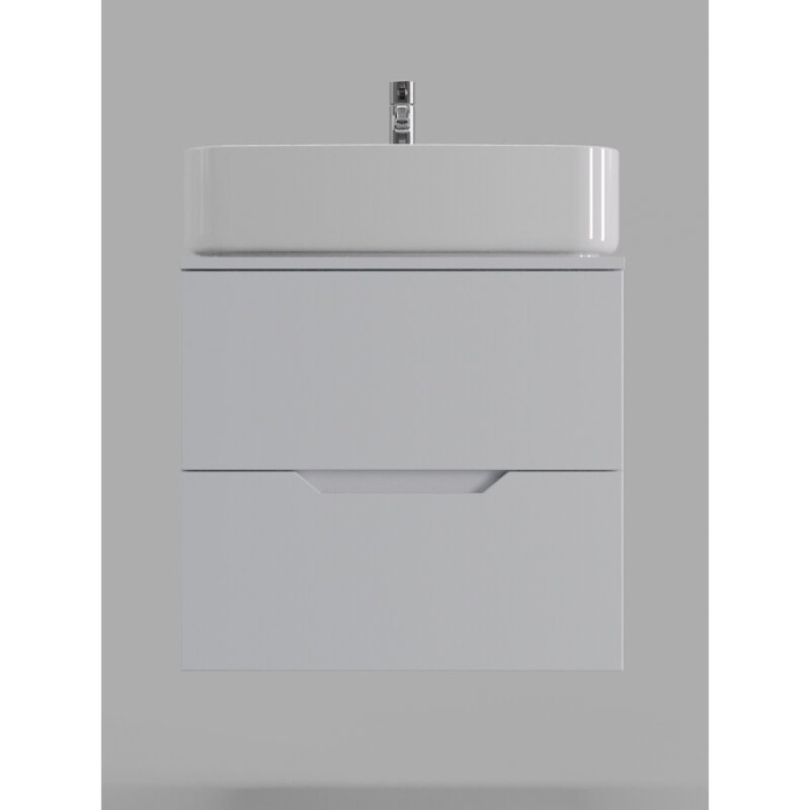 Тумба с раковиной Orange Line Li-60TuwMDF+B07-600W, 60 см, подвесная, цвет белый матовый Soft Touch